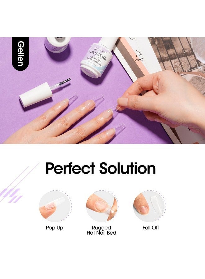 Gellen Nail Glue Gel, 2Pcs 15Ml 3 In 1 Gel Nail Glue For Acrylic Nail & Base Gel & Nail Strengthener Kit, Nail Glue For Press On Nails False Nails, Super Strong Gel Glue For Nail Extension - Image 2