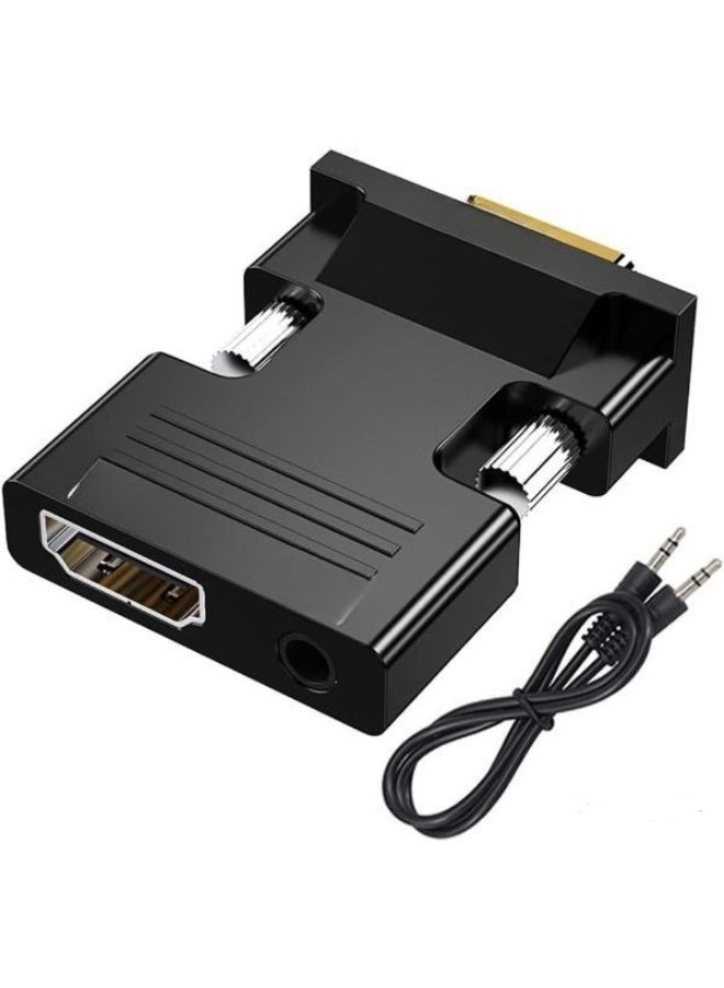 HDMI to VGA Adapter with 3.5mm Audio Cable – 1080P 60Hz Female to Male Converter for Laptop, TV, and Projector - Image 1