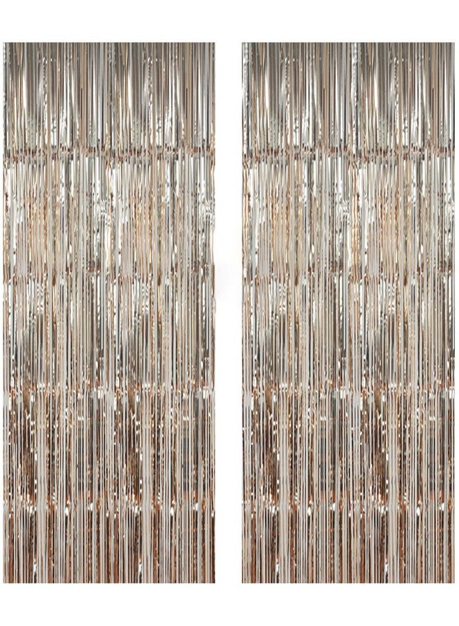 ShiDianYi Metallic Foil Fringe-Backdrops-Champagne-6FTX8FT Tinsel Party/Window/Door Decorative Fringe Curtains(Pack of 2) (Champagne) - Image 1