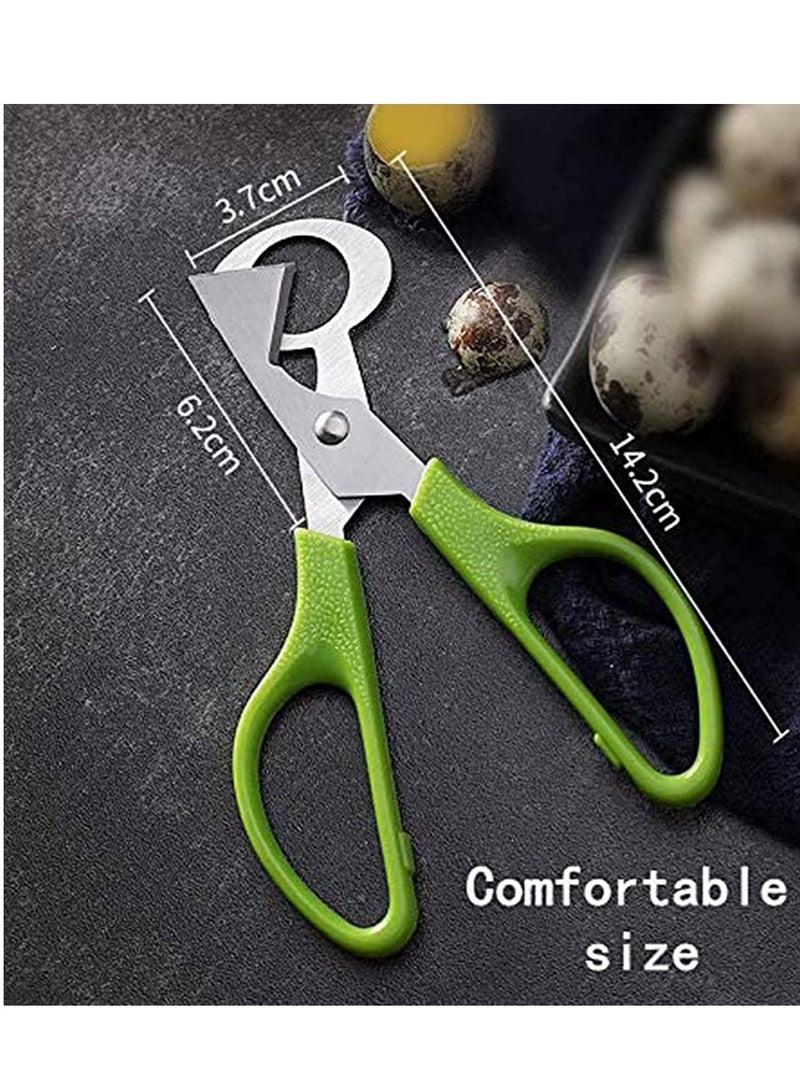 SOLARAE 2pcs Stainless Steel Pigeon Quail Egg Scissors, Bird Egg Cutter Opener, Shears Tool for Home Kitchen, Green - Image 3