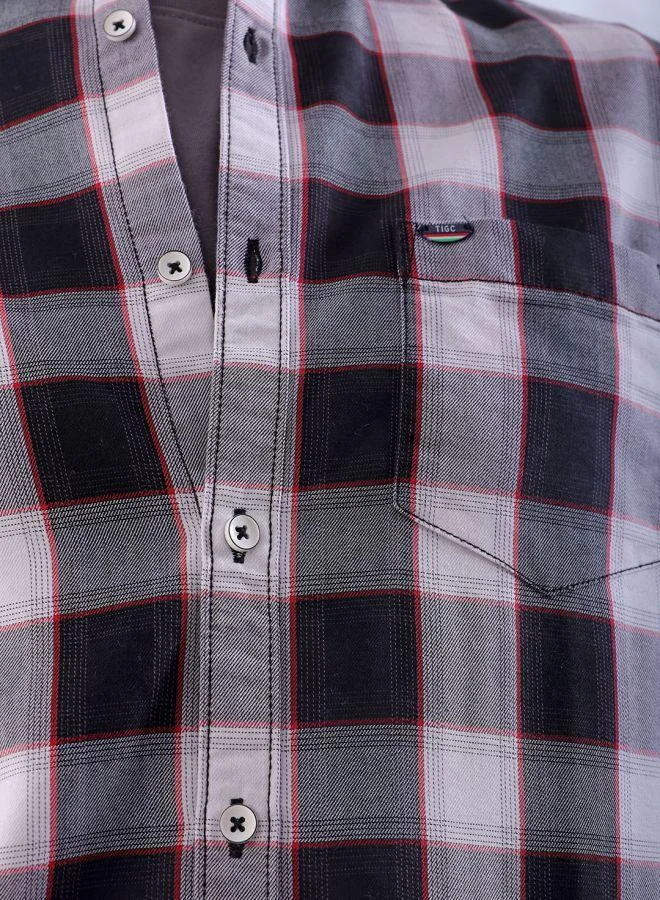 شركة المرآب الهندية Men Slim Fit Checkered Full Sleeves Cutaway Collar Casual Shirt