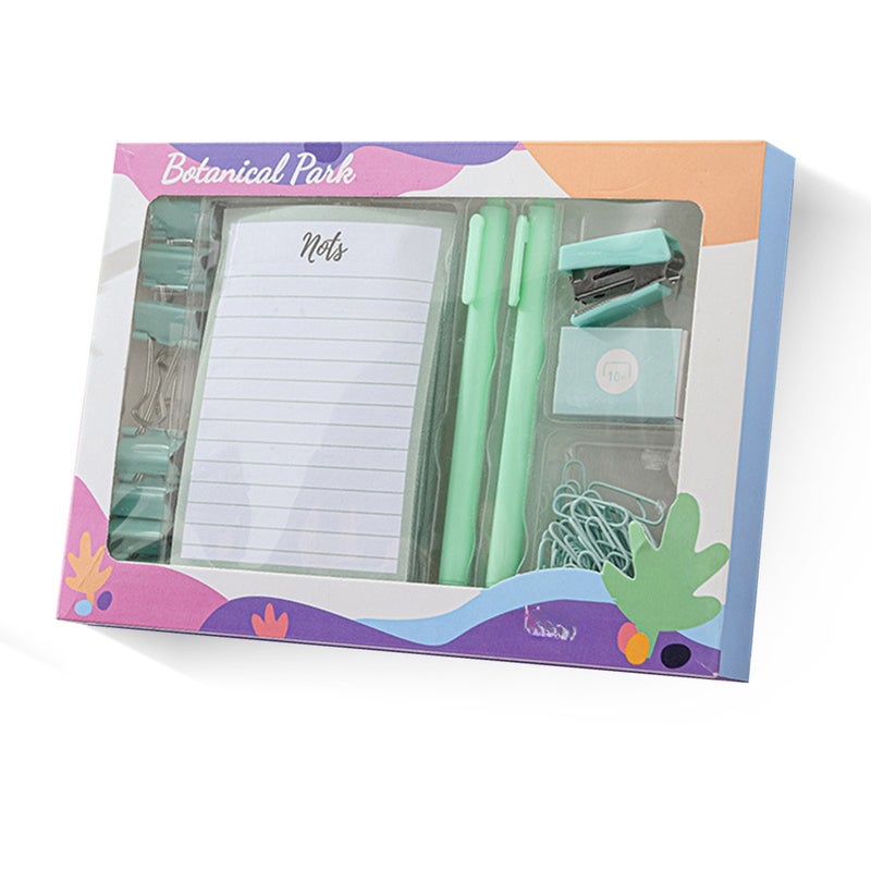 Office Memo Note Pad Supplies with Long Tail Paper Clamp & Pens & Stapler with 400pcs Staples & Paperclip for Women Students Coworkers Great Birthday Gift Boys and Girls - Image 1