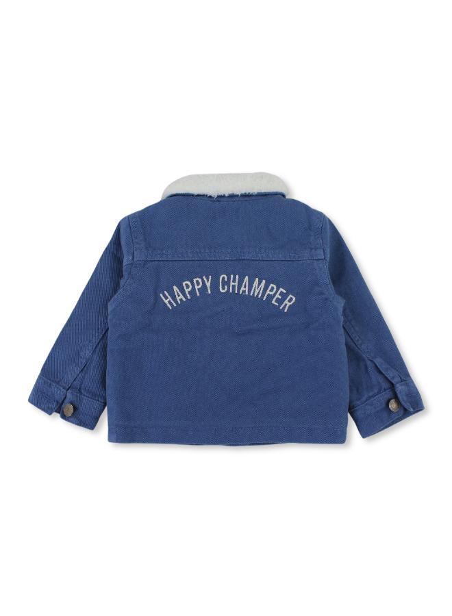 Pompelo Baby Boys Fur Jacket – Navy - Image 2