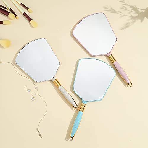 Eaoundm Hand Held Mirror with Handle, Makeup Hand Mirror with Hook Hole for Bathroom and Bedroom, Barbers Haircut Mirror for Home and Salon (4.8X4.3 inchs, White) - Image 2