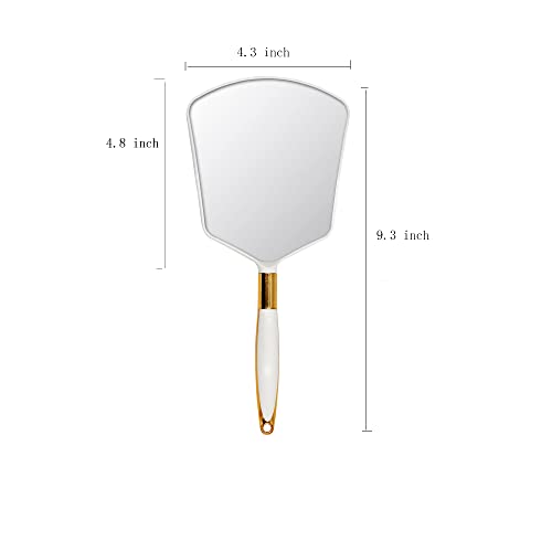 Eaoundm Hand Held Mirror with Handle, Makeup Hand Mirror with Hook Hole for Bathroom and Bedroom, Barbers Haircut Mirror for Home and Salon (4.8X4.3 inchs, White) - Image 3