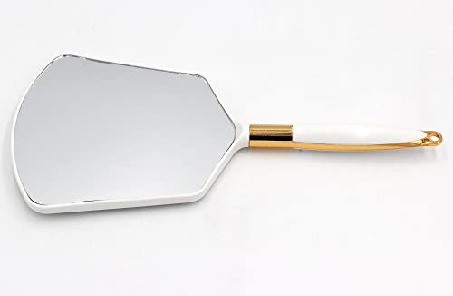 Eaoundm Hand Held Mirror with Handle, Makeup Hand Mirror with Hook Hole for Bathroom and Bedroom, Barbers Haircut Mirror for Home and Salon (4.8X4.3 inchs, White) - Image 4