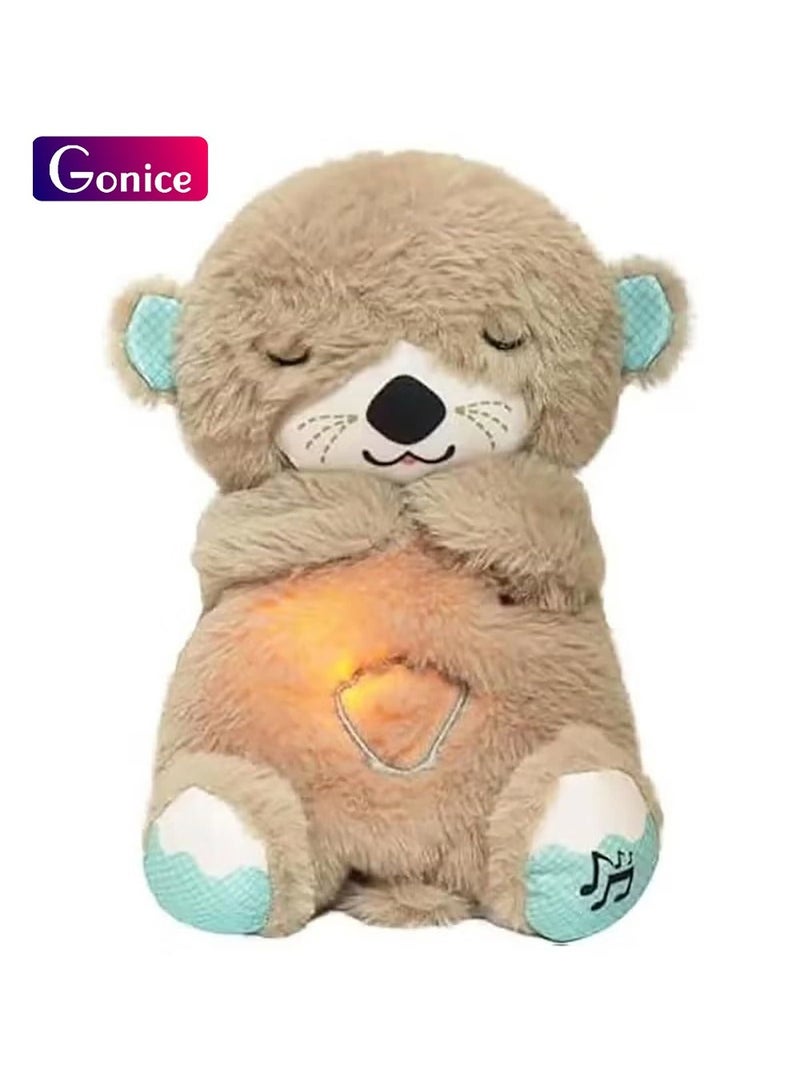 Gonice Breathing Otter Soothe 'N Snuggle Otter with Breathing Movements and Music Baby Breathing Soothing Otter Plush Doll Music Sleep Companion Sleep Aid（brown） - Image 1