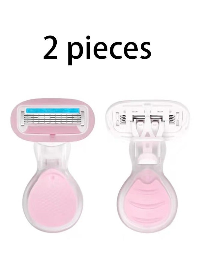 2-piece Mini Razor Hair Removal Blade with Case for Women Body, Armpit and Bikini Pink - Image 2