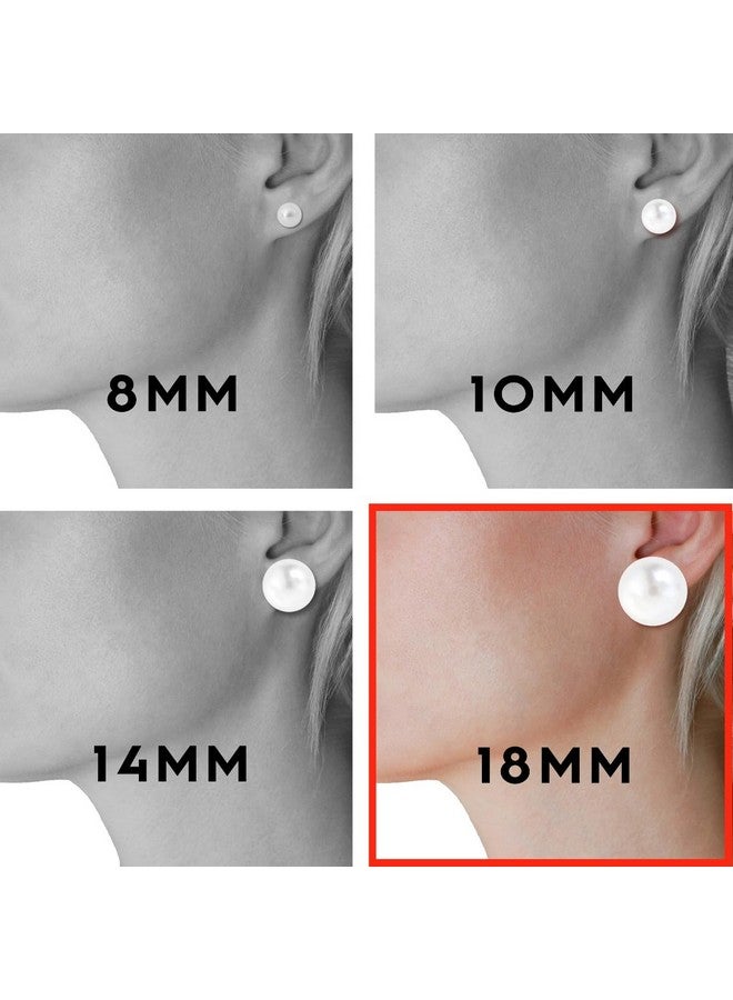 هامبل شيك نيويورك أقراط لؤلؤ كبيرة جدًا للنساء - أقراط لؤلؤ كبيرة مزيفة للنساء، مجوهرات عصرية كبيرة الحجم مقاس 18 مم، أقراط دائرية بيضاء ضخمة مضادة للحساسية - Image 3