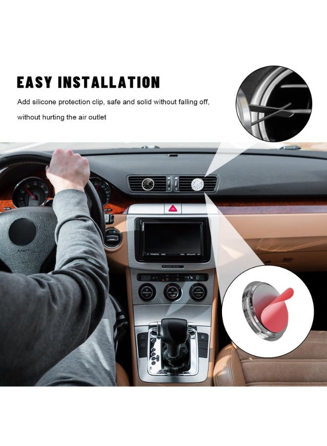 2 Pieces Mini Luminous Quartz Car Clock Stick On Dashboard & Air Vent Mount High Accuracy Timepiece White And Black Multipurpose For Vehicle Home Office Interior Decoration - Image 5
