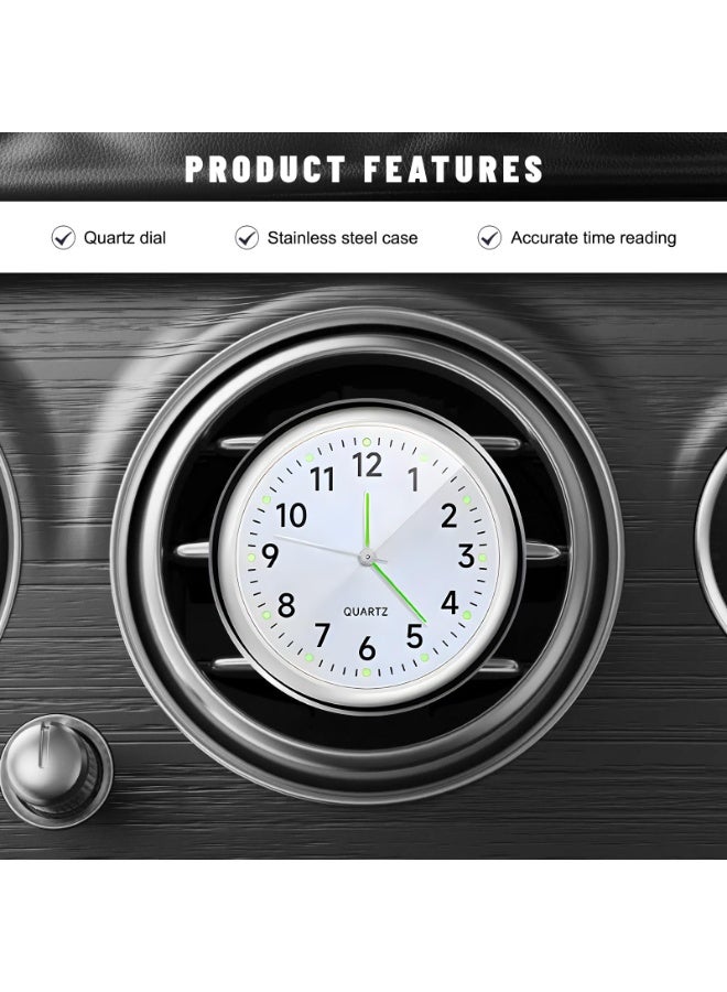 2 Pieces Mini Luminous Quartz Car Clock Stick On Dashboard & Air Vent Mount High Accuracy Timepiece White And Black Multipurpose For Vehicle Home Office Interior Decoration - Image 4