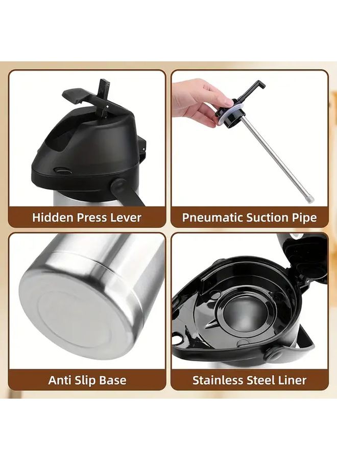 Vondior 65oz Stainless Steel Thermal Coffee Carafe Vacuum Insulated Beverage Dispenser With Pump - Image 4