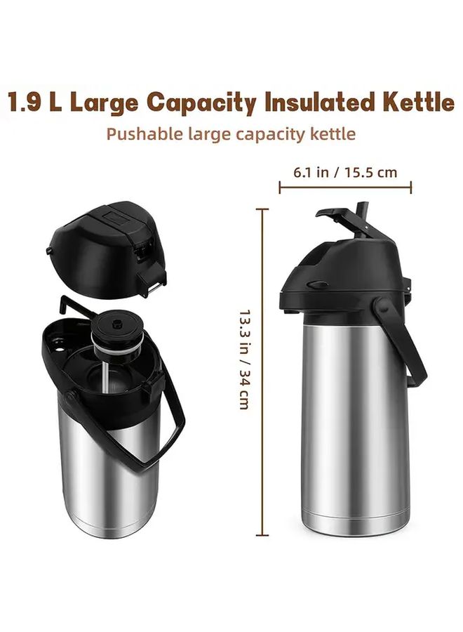 Vondior 65oz Stainless Steel Thermal Coffee Carafe Vacuum Insulated Beverage Dispenser With Pump - Image 3