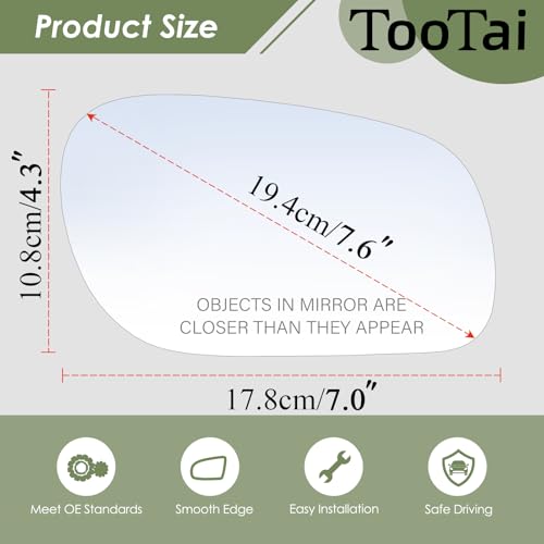 Tootai Passenger Side Replacement Mirror Glass - compatible with Ford & Mercury vehicles- Crown Victoria 1998-2011, Grand Marquis 1998-2010 - non-heated, without backing plate - Image 5