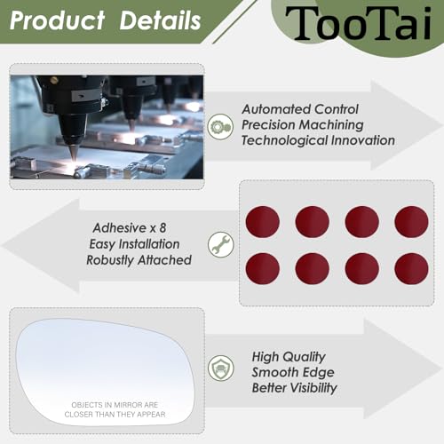 Tootai Passenger Side Replacement Mirror Glass - compatible with Ford & Mercury vehicles- Crown Victoria 1998-2011, Grand Marquis 1998-2010 - non-heated, without backing plate - Image 4