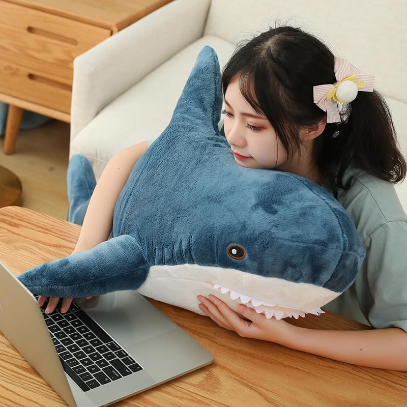 JULAN 39inch Giant Shark Plush Toy Pillow3D Giant Shark Stuffed Animal Soft Shark Cushion Pillow Shark Stuffed Toy Throw Pillow for Childrens Pillow Boys and Girls Room Decoration Bedtime Gift 100cm - Image 4