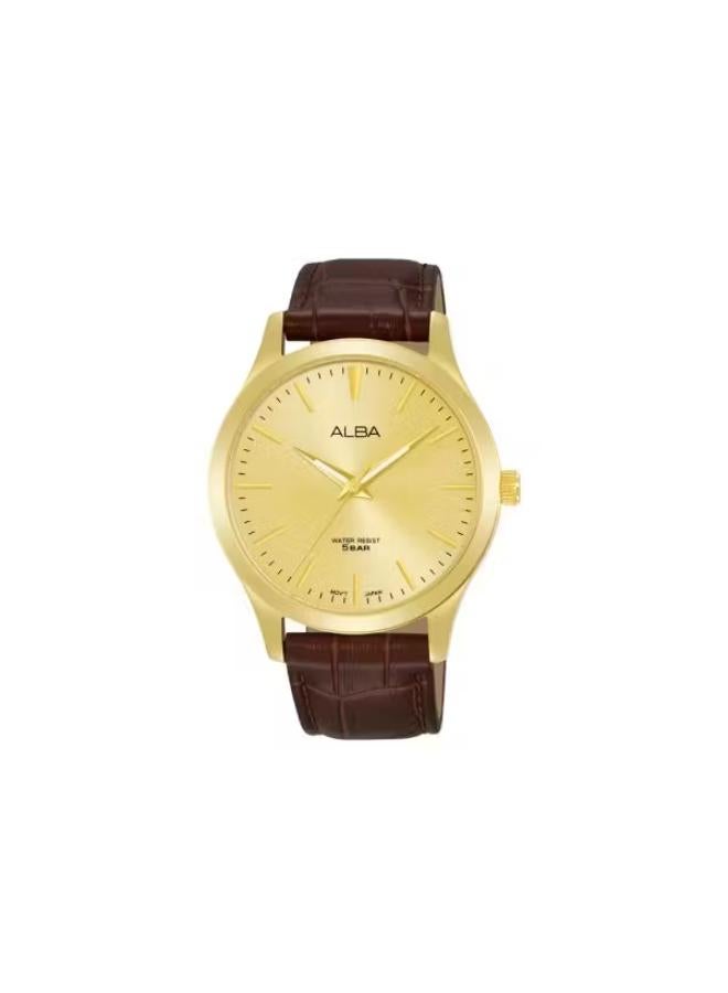 ALBA Men's Watch STANDARD Brown Leather Strap, Champagne Dial ARSZ06X