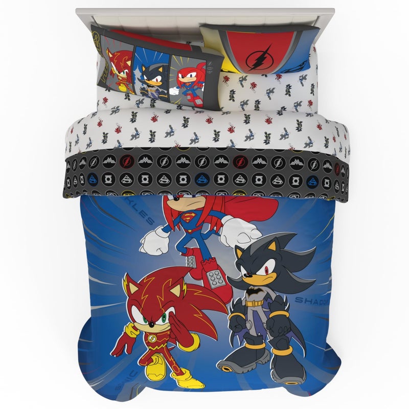 Franco DC x Sonic The Hedgehog Kids Bedding Set Full Size 5Piece Super Soft Cozy Reversible Comforter Sheet Set Officially Licensed Product by Franco - Image 2