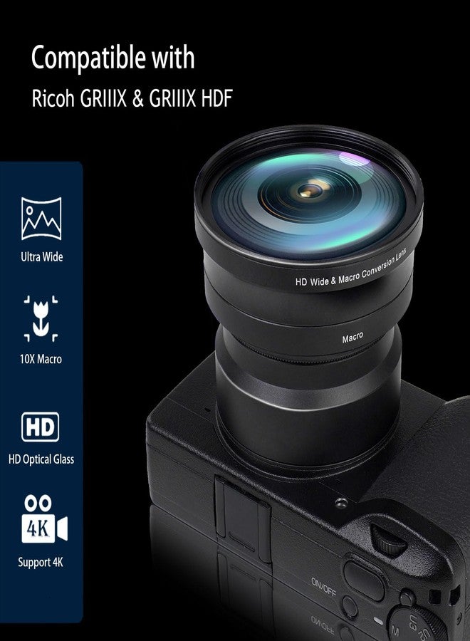 عدسة تحويل FotoZ لكاميرات Ricoh GR IIIX و GR IIIX HDF، 49 مم، تكبير 0.75x، زاوية واسعة وماكرو 2 في 1 مع غطاء ومحول فلتر - Image 2