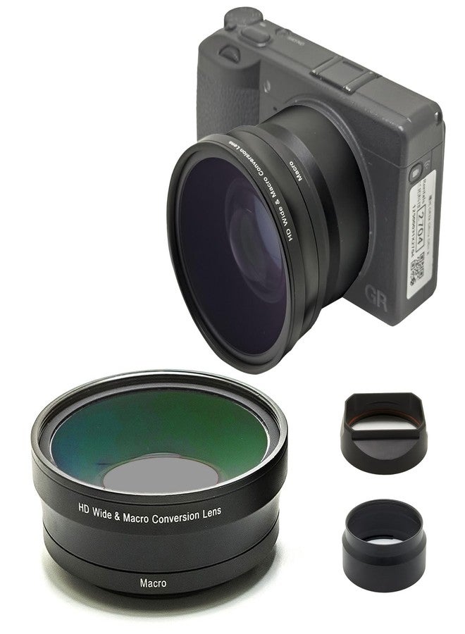 عدسة تحويل FotoZ لكاميرات Ricoh GR IIIX و GR IIIX HDF، 49 مم، تكبير 0.75x، زاوية واسعة وماكرو 2 في 1 مع غطاء ومحول فلتر - Image 1