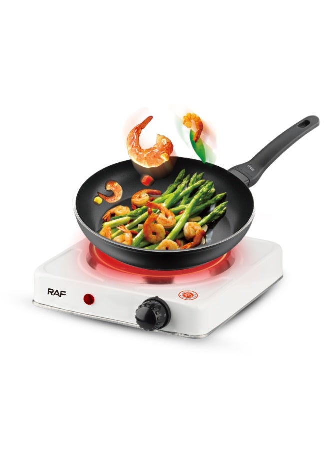 آر إيه أف موقد كهربائي محمول من RAF بقوة 1000 واط - صفيحة تسخين واحدة بطلاء غير لاصق، وإعدادات حرارة قابلة للتعديل وتوزيع حرارة متساوٍ - Image 1