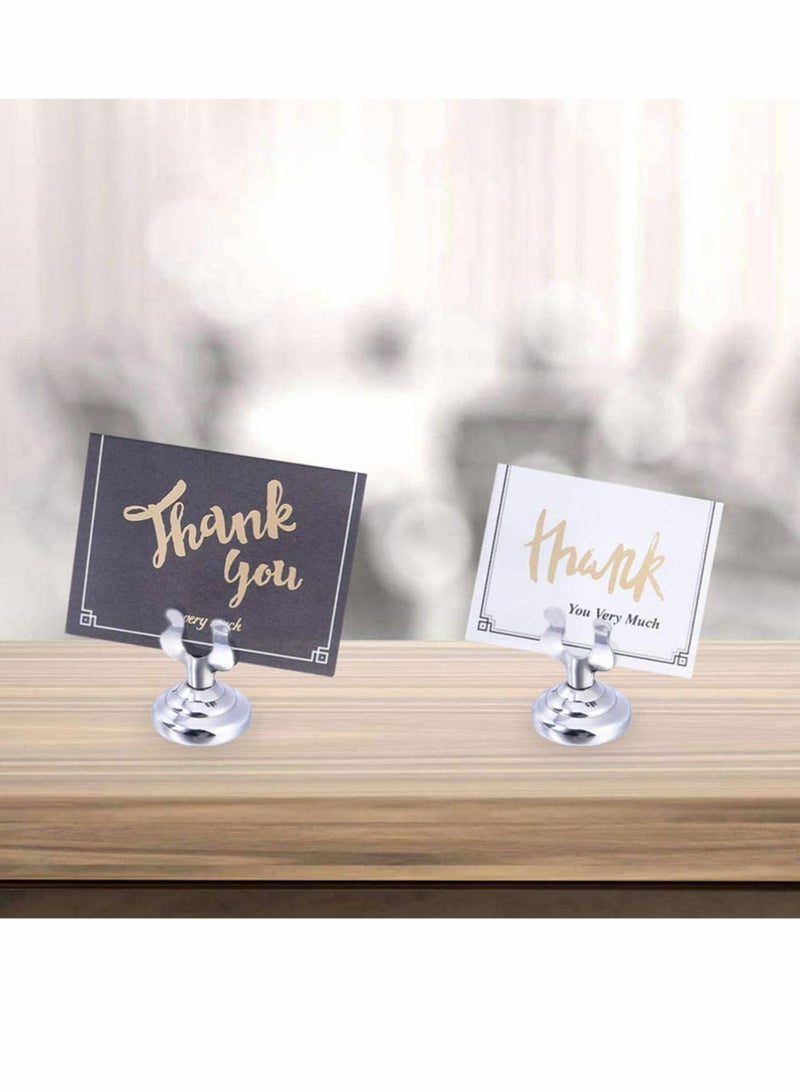الأزرق جي دبليو Place Card Holder, 6Pcs Paper Menu Stand, Table Number Holder Table, Memo Clip, Photo for Wedding Party Decorations, Food labels Buffet, Stainless Steel (Silver) - Image 2