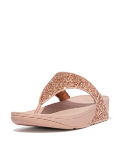 FitFlop 049-651 Fitflop Ladies Sandals Lulu Glitter Toe Thong X03-323 Rose Gold  - Image 1