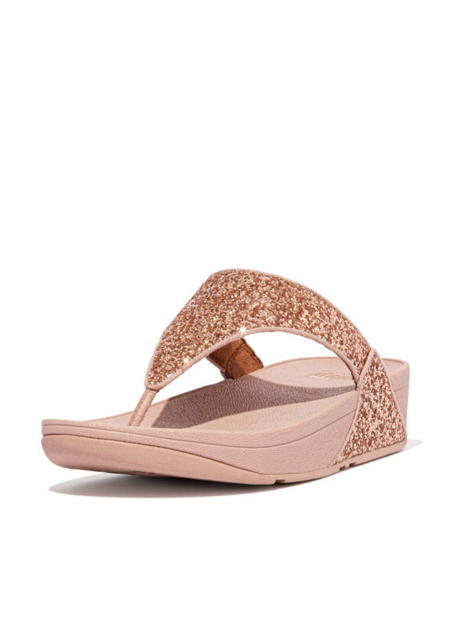 FitFlop 049-651 Fitflop Ladies Sandals Lulu Glitter Toe Thong X03-323 Rose Gold  - Image 1