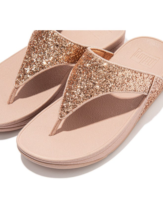 FitFlop 049-651 Fitflop Ladies Sandals Lulu Glitter Toe Thong X03-323 Rose Gold  - Image 2