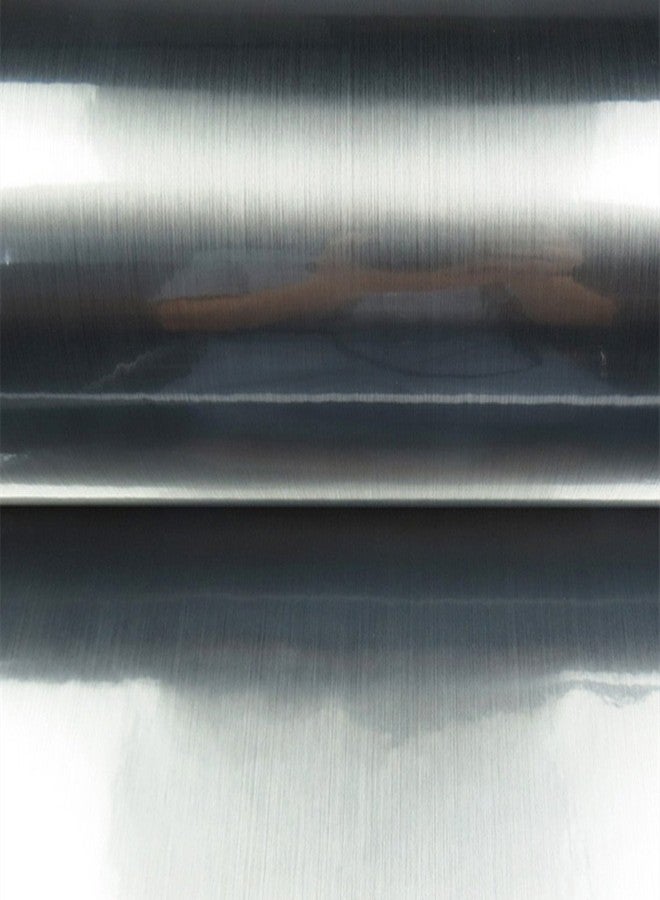UPREDO Thick Metal Look Stainless Steel Adhesive Metallic Shelf Liner Decorative Paper Vinyl Film Backsplash Cover 15.8in by 100in (Silver Metal) - Image 3