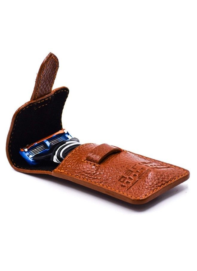 Parker Safety Razor 5 Blade Gillette Fusion Compatible Travel Razor With Luxurious Saddle Leather Case  - Image 4