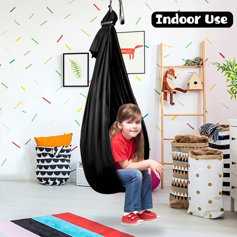 Cuddle Swing for Adults Hanging Sensory Swing Seat for Indoor Outdoor Use 280 x 150 cm Soft Nylon Hammock Chair with 360 Swivel Hanger Ceiling Mount Kit Black - Image 4