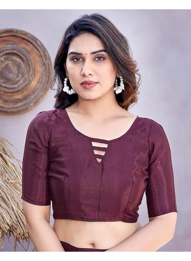 YASHIKA طقم ساري شيفون أنيق من ياشيكا للنساء مع بلوزة متناسقة - يكشف عن أناقة خالدة ورقي في كل تفاصيل التصميم! مثالي للمناسبات الخاصة | بنفسجي - Image 3