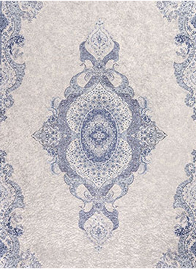 In-House Soft Velvet Turkish Rectangular Door & Bath Mat - Blue - 60x40 cm  - Image 5