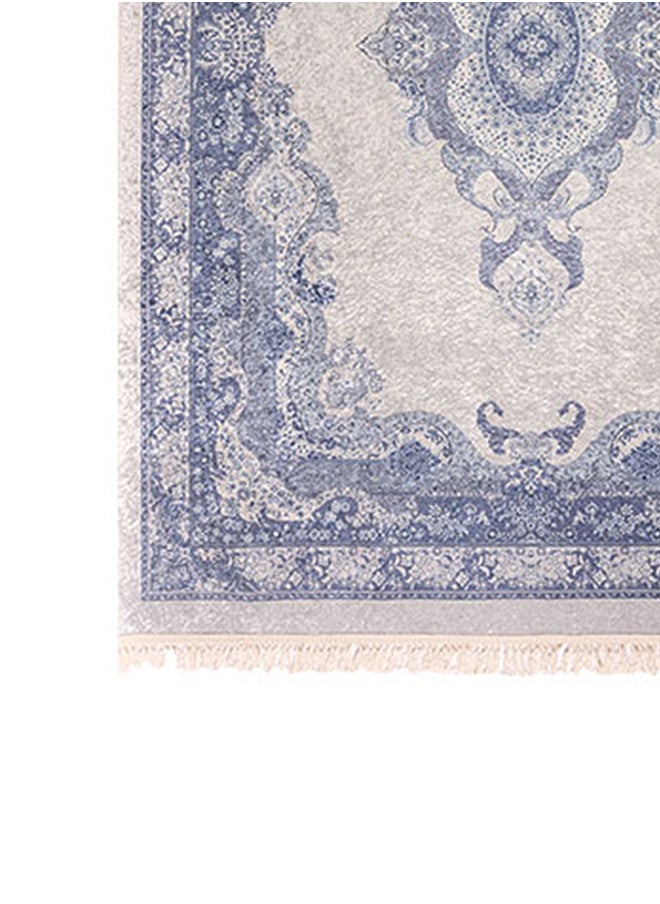 In-House Soft Velvet Turkish Rectangular Door & Bath Mat - Blue - 60x40 cm  - Image 4