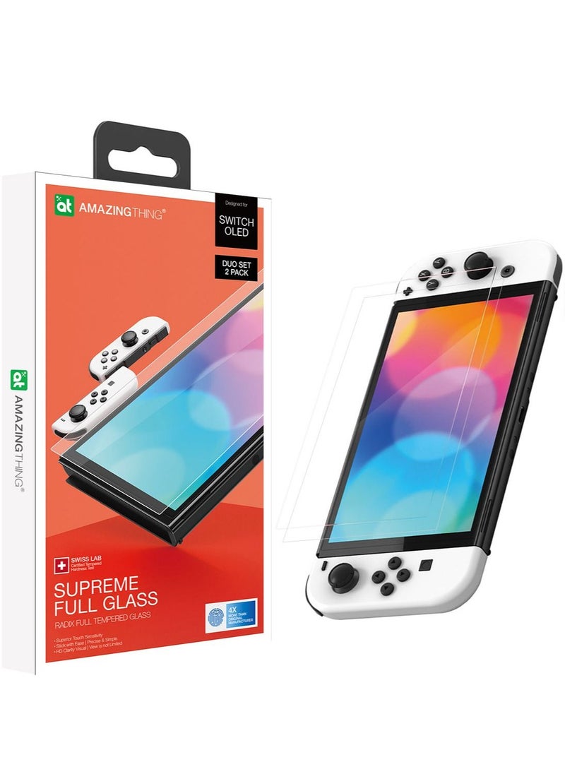 AMAZINGthing - Supreme Tempered Glass Screen Protector [2 PACK] Duo Set for Nintendo Switch OLED with Dust Free Omni Technology - Image 1