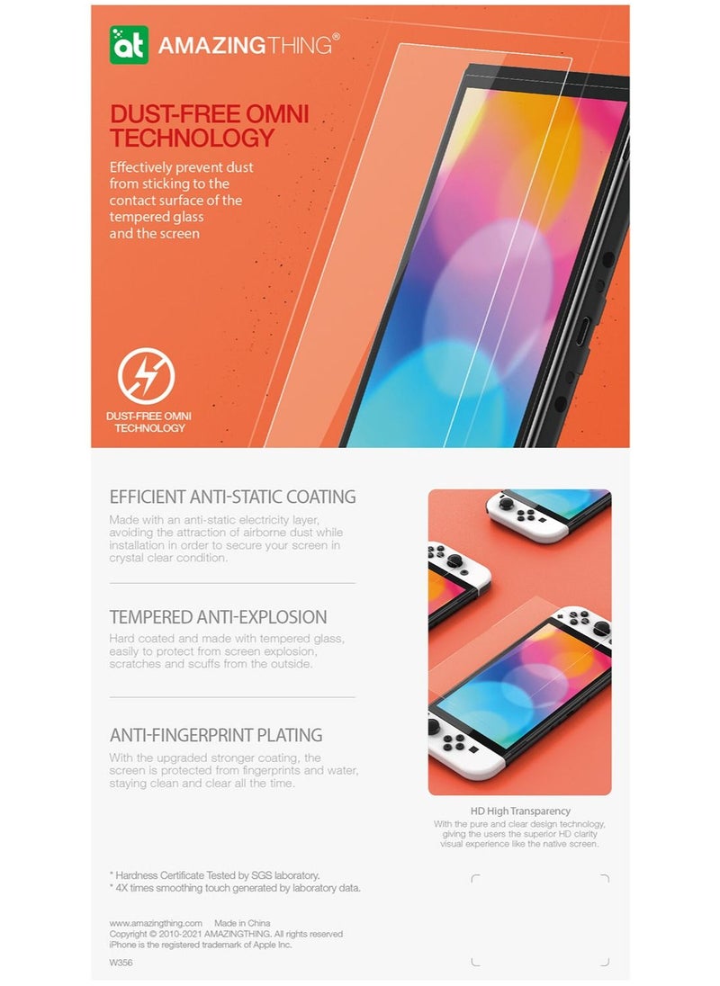 AMAZINGthing - Supreme Tempered Glass Screen Protector [2 PACK] Duo Set for Nintendo Switch OLED with Dust Free Omni Technology - Image 1