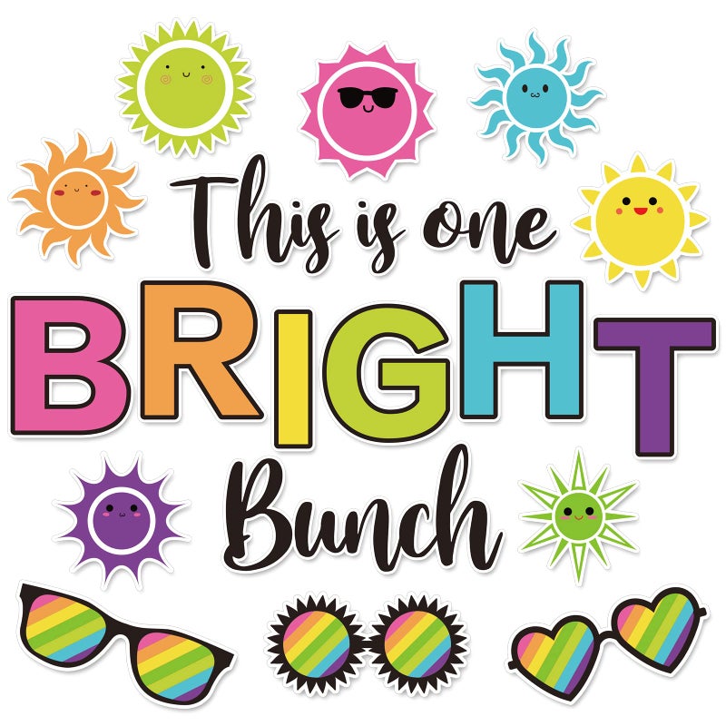 ChicRosa 46Pcs Summer Cutouts Tropical Sun Sunglasses Cut Outs with 100Pcs Glue Points This is One Bright Bunch Hawaiian Party Cut-Outs Accents Bulletin Board Decor for Back to School Classroom Party - Image 1
