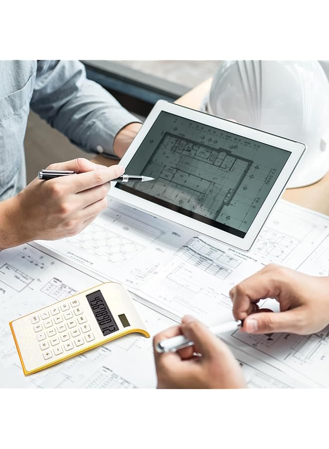 إيروريكس آلة حاسبة باللون الذهبي الوردي، لوازم مكتبية وإكسسوارات، آلة حاسبة أساسية للمكتب تعمل بالطاقة الشمسية، 10 أرقام، آلة حاسبة مزدوجة الطاقة لسطح المكتب مع شاشة LCD كبيرة، لوازم مكتبية - Image 5