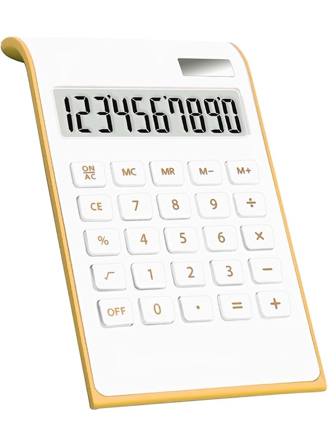 إيروريكس آلة حاسبة باللون الذهبي الوردي، لوازم مكتبية وإكسسوارات، آلة حاسبة أساسية للمكتب تعمل بالطاقة الشمسية، 10 أرقام، آلة حاسبة مزدوجة الطاقة لسطح المكتب مع شاشة LCD كبيرة، لوازم مكتبية - Image 1