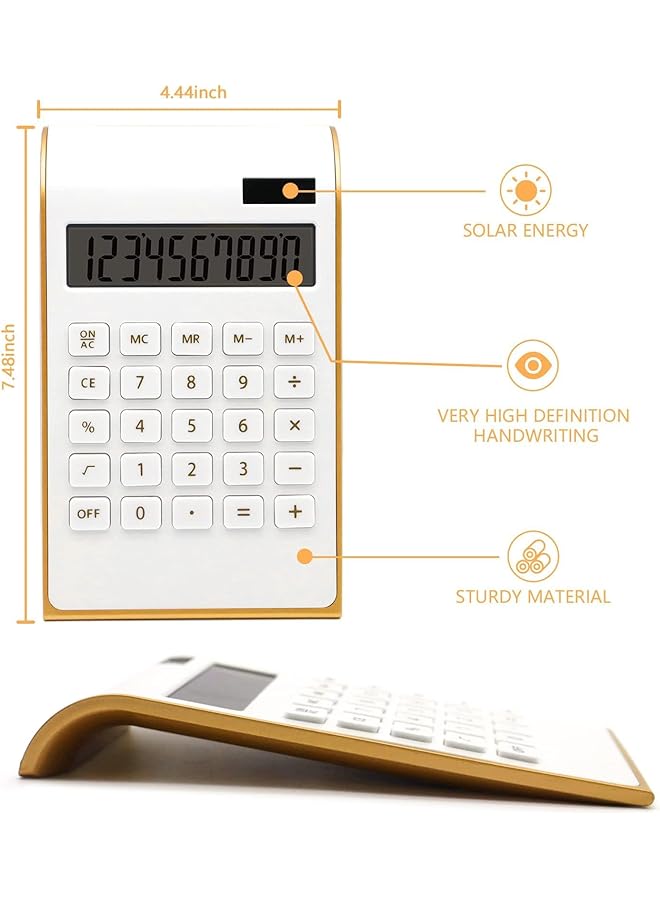 إيروريكس آلة حاسبة باللون الذهبي الوردي، لوازم مكتبية وإكسسوارات، آلة حاسبة أساسية للمكتب تعمل بالطاقة الشمسية، 10 أرقام، آلة حاسبة مزدوجة الطاقة لسطح المكتب مع شاشة LCD كبيرة، لوازم مكتبية - Image 2