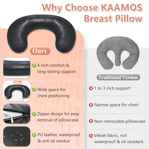 KAAMOS Breast Pillow for Massage Table, Massage Breast Support Pillow for Sleeping, Massage Bolster Wedge, Post Surgery Breast Pillow Chest, Faux Leather Spa Massage Cushion Prone Pillow for Beauty Salon - Image 5