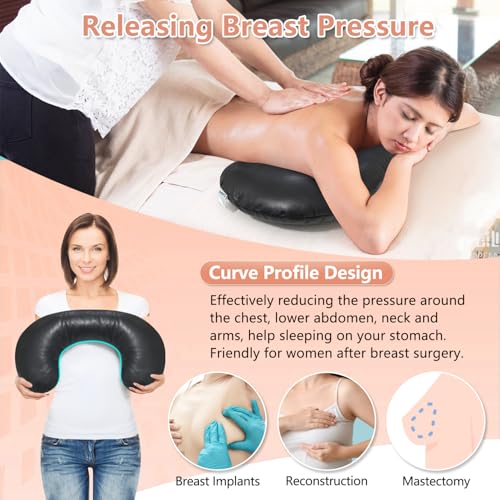 KAAMOS Breast Pillow for Massage Table, Massage Breast Support Pillow for Sleeping, Massage Bolster Wedge, Post Surgery Breast Pillow Chest, Faux Leather Spa Massage Cushion Prone Pillow for Beauty Salon - Image 4
