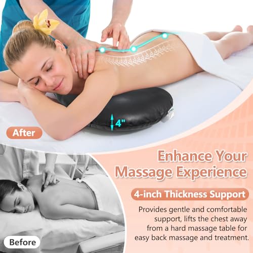 KAAMOS Breast Pillow for Massage Table, Massage Breast Support Pillow for Sleeping, Massage Bolster Wedge, Post Surgery Breast Pillow Chest, Faux Leather Spa Massage Cushion Prone Pillow for Beauty Salon - Image 2
