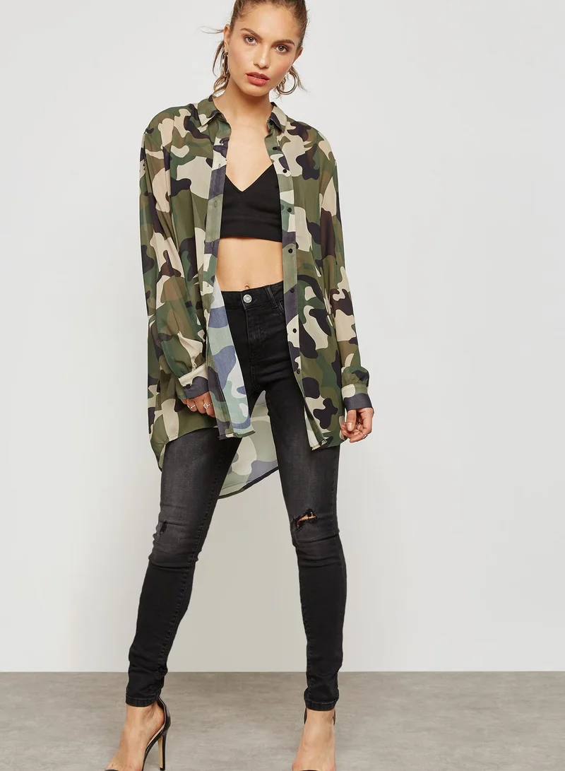 Missguided Camo Print Shirt