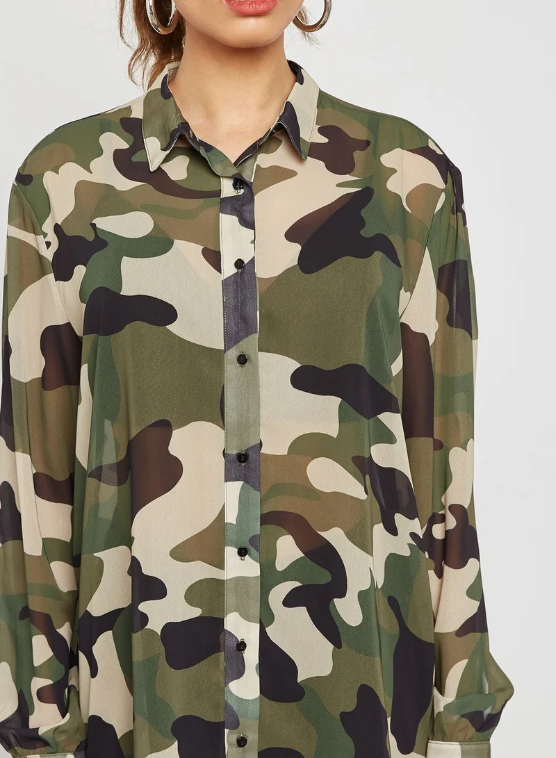 Missguided Camo Print Shirt