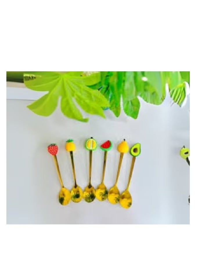 6-piece serving spoon set with fun fruit designs – perfect for drinks and desserts - Image 2