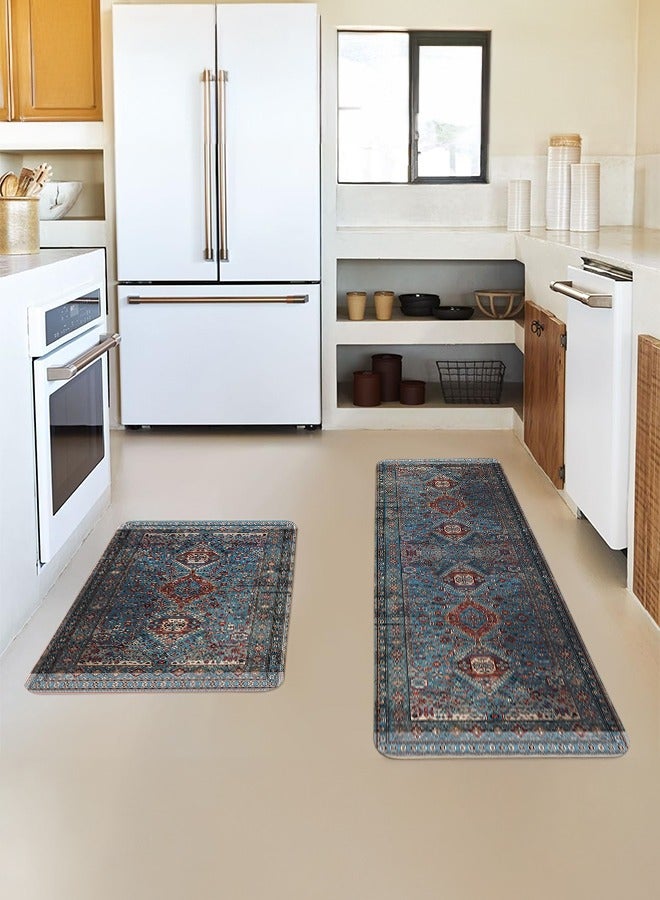 2 PCS Kitchen Floor Mats Rugs Set, Cushion Floor Carpet, Waterproof, Oil Resistant and Anti-Fatigue PU Standing Mat for Kitchen, Floor, Office, Sink, Laundry 45*75CM+45*120CM - Image 2