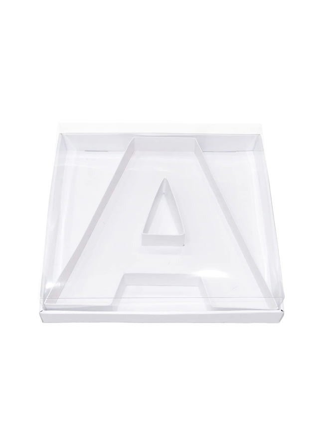 WENPACK 12.5" Cardboard Letter Number Shaped Fillable Paper Mache Chocolate Covered Strawberry Decorative Gift Box Tray with Clear Lid (White, A) - Image 1