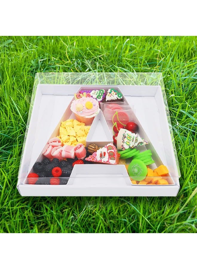 WENPACK 12.5" Cardboard Letter Number Shaped Fillable Paper Mache Chocolate Covered Strawberry Decorative Gift Box Tray with Clear Lid (White, A) - Image 4